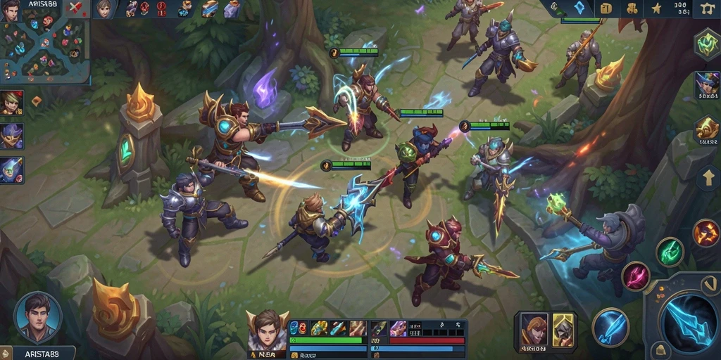 Tampilan screenshot <strong>ARISTA88</strong> menampilkan aksi seru di arena MOBA.