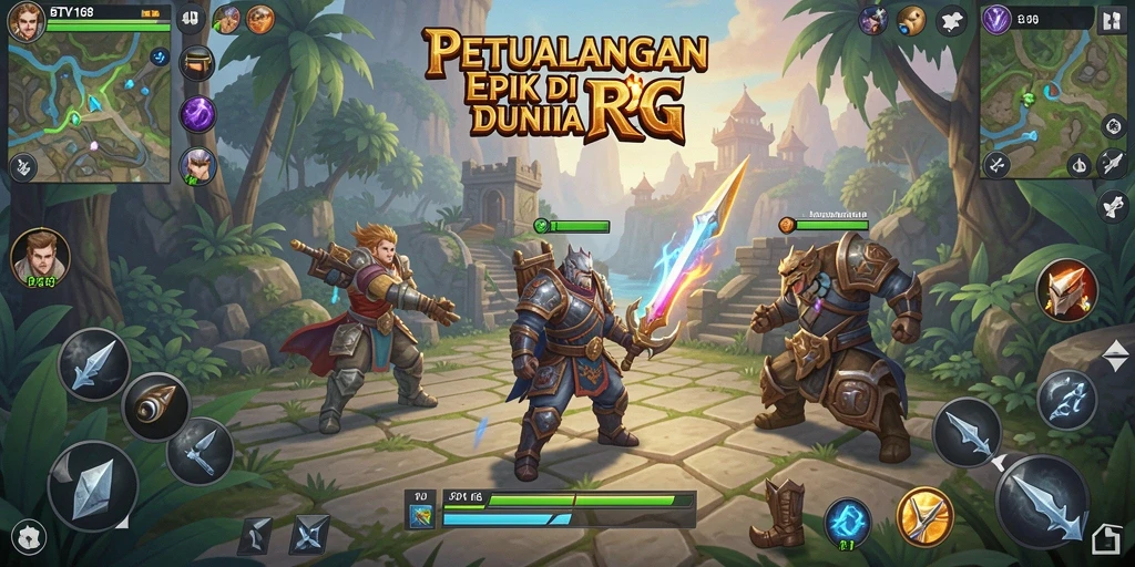 Tampilan gameplay BTV168 menampilkan aksi dan eksplorasi epik dalam RPG.