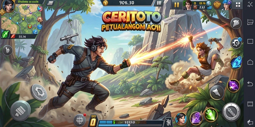 Tampilan aksi epik dalam gameplay CERITOTO yang seru dan menantang.