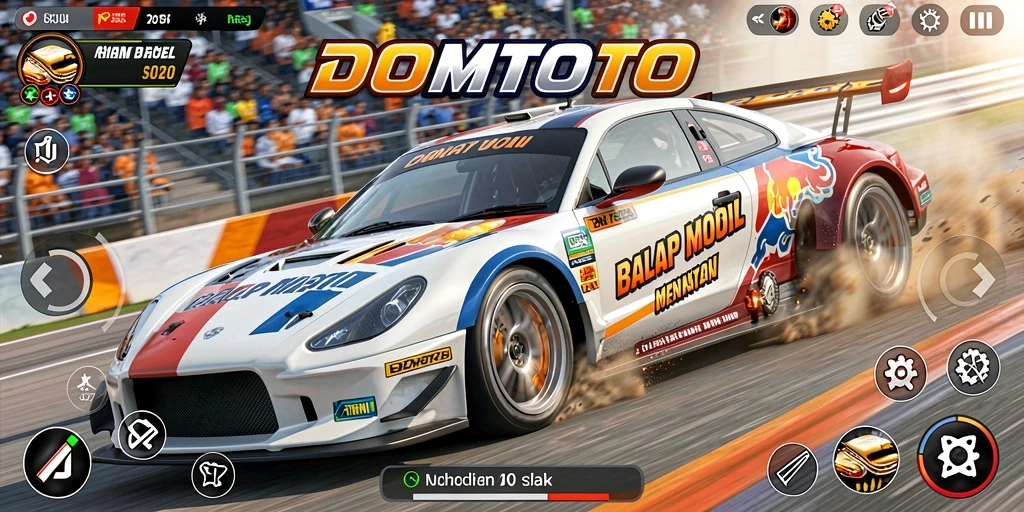 Tampilan menarik dari gameplay balap di DOMTOTO yang mendebarkan.