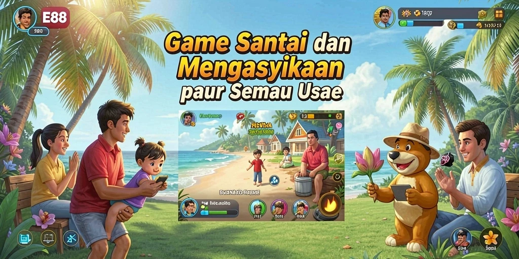 Screenshot gameplay E88 menunjukkan keseruan bermain dengan grafis cerah.