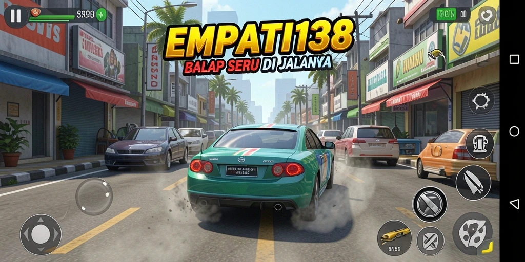 Tampilan gameplay balap yang mendebarkan dan penuh aksi.