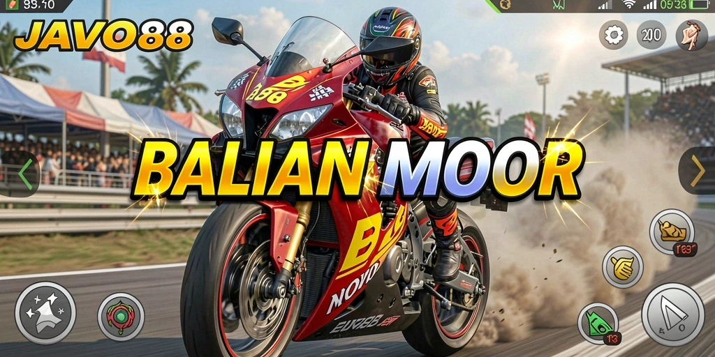 Tampilan utama dari gameplay balap motor yang cepat dan seru.