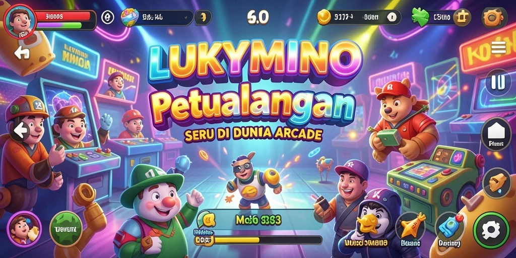 Tampilan gameplay LUKYMINO yang penuh warna dan dinamis.