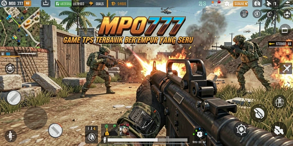 Screenshot MPO777 menampilkan aksi intens di battlefield TPS.