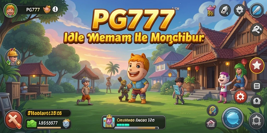 Screenshot PG777 menampilkan karakter mengumpulkan sumber daya dalam mode Idle.