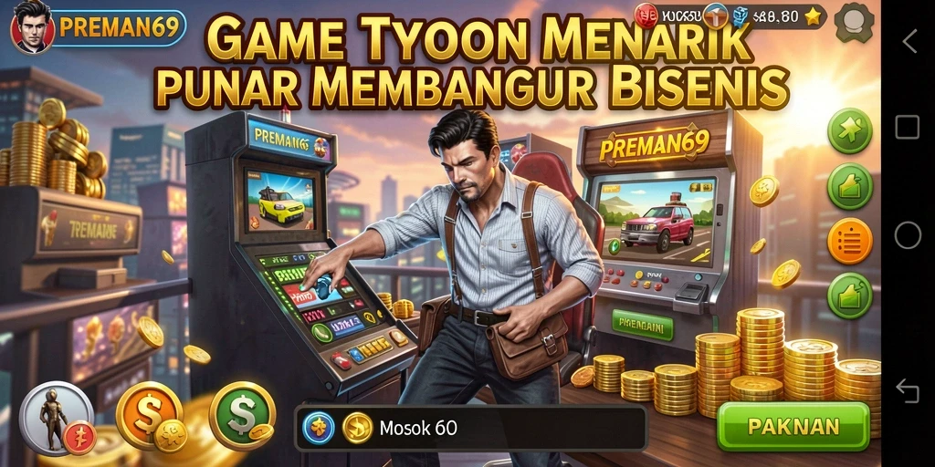 Tampilan gameplay PREMAN69 dengan manajemen bisnis yang seru.