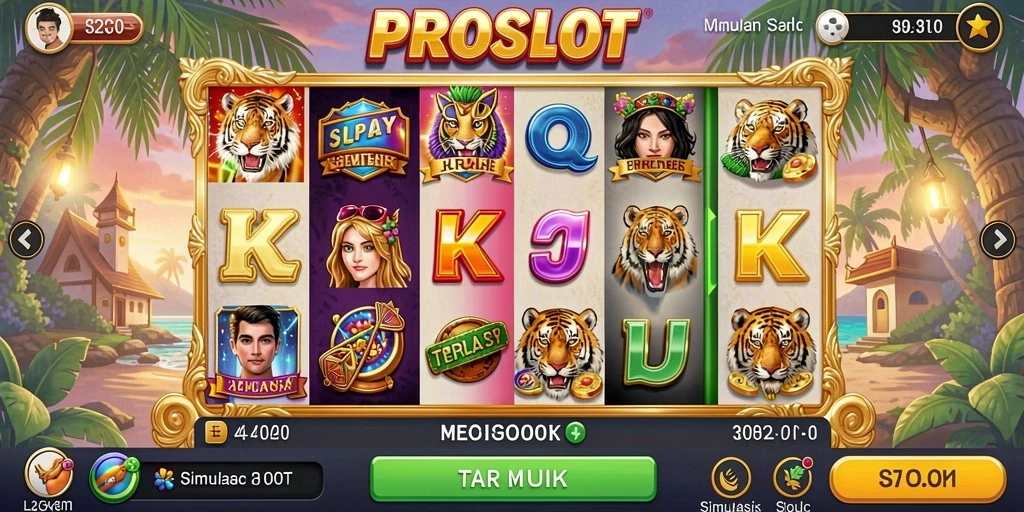 Tampilan gameplay PROSLOT yang menampilkan mesin slot menarik.