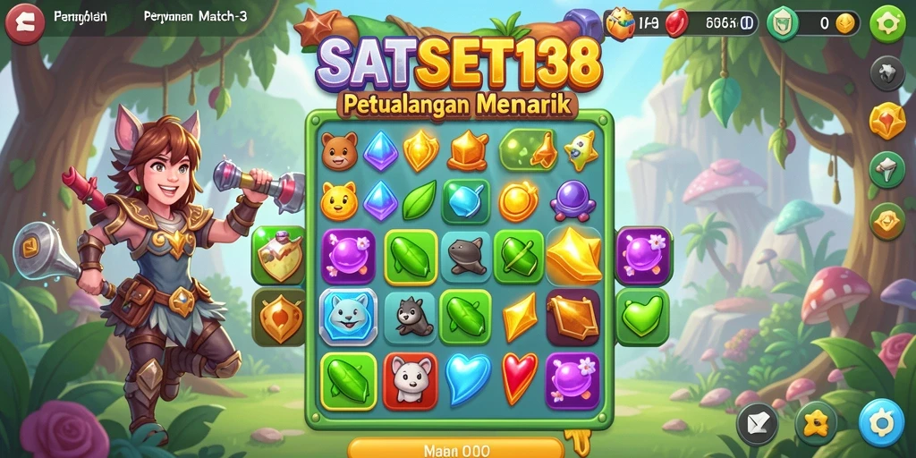 Screenshot SATSET138 menampilkan gameplay seru dan tantangan mencocokkan objek.