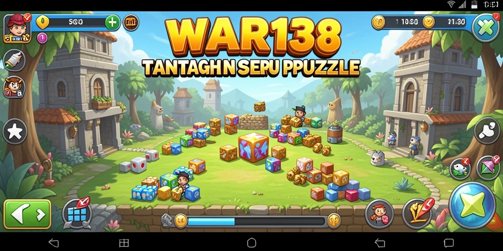 Screenshot permainan WAR138 menampilkan level teka-teki yang mengasah otak.