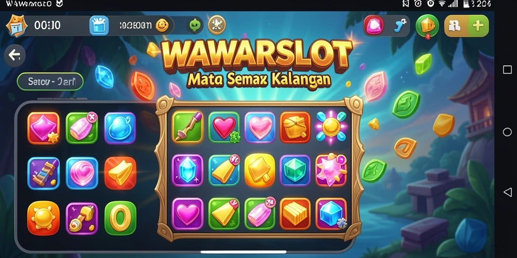 Tampilan gameplay seru dari WAWARSLOT dengan elemen match-3 yang menarik.