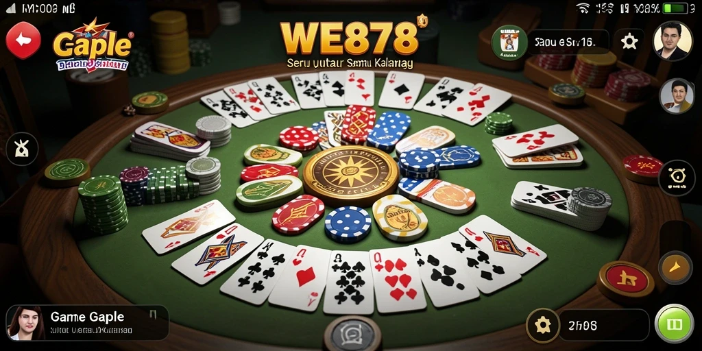 Screenshot WE878 menampilkan gameplay Gaple yang seru dan interaktif.